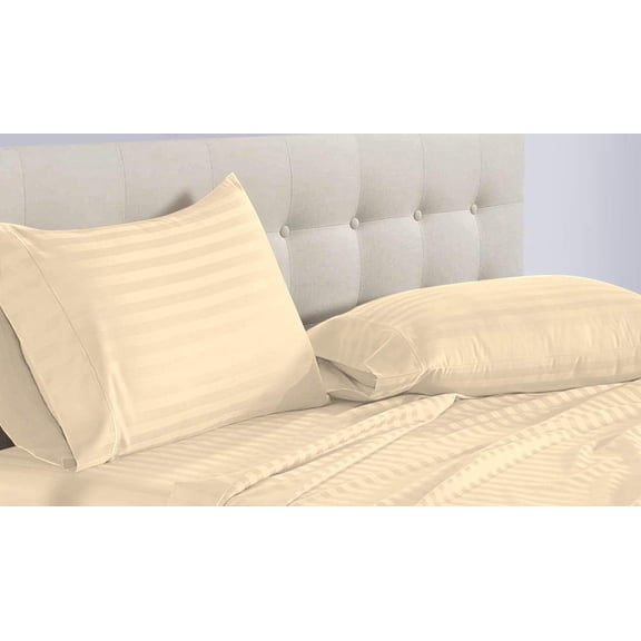 5 Piece Split California King Sheet Set For Adjustable Beds 100% Egyptian Cotton 800 Thread Count Split California King Sheet Set, 8 Inch Deep Pocket, Ivory Stripe