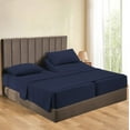 thumbnail image 1 of 5-Piece Split King Sheet Set, 800 Thread Count, 100% Egyptian Cotton, Color Navy Blue Stripe Pattern, Fits 16-Inch Deep Mattresses, 1 of 5