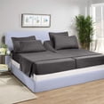 thumbnail image 1 of 5 Piece Split King Sheet Set for Adjustable Beds 800 Thread Count 100% Egyptian Cotton Split King Sheet Set, 24 Inch Deep Pocket, Dark Grey Solid, 1 of 8