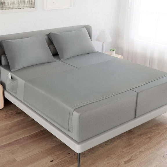 5-Piece Split King Sheets Set Adjust Bed Set Deep Pocket Breathable Up to 16-24"