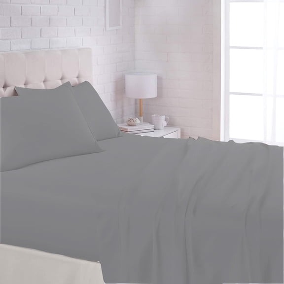 5 Piece Split King Size Sheet Set for Adjustable Bed - 100% Cotton 400 Thread Count Sheet Set - Dark Grey Solid