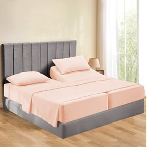 5-Piece Split Queen Sheet Set for Adjustable Bed – 400 Thread Count, Soft & Durable 100% Egyptian Cotton, Peach Stripe Pattern, Fits Up to 15-Inch Deep Pockets
