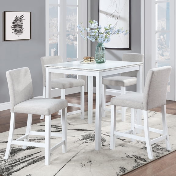 5-Piece Square Counter Height Table and Chair Set / Ample Legroom for Small Homes