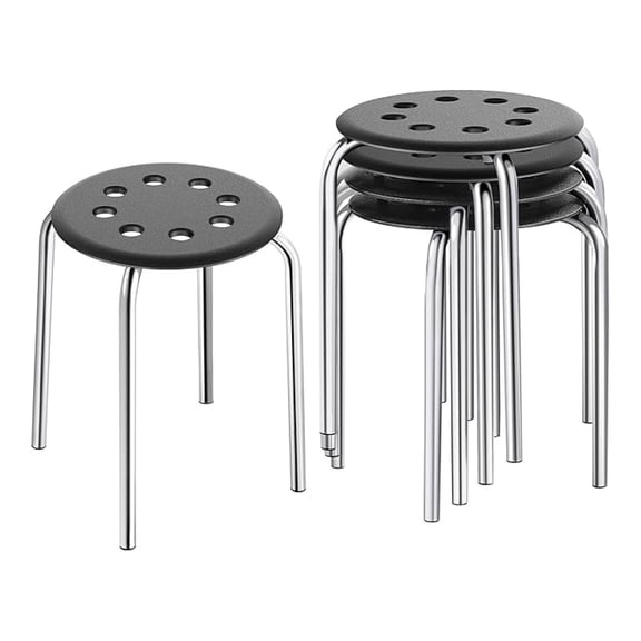 5-Piece Stackable Stools Portable Stacking Bar Stools Indoor Outdoor Plastic Seat with Metal Legs Nesting Chairs Flexible Seating for Home Office Waiting Room Dining Room