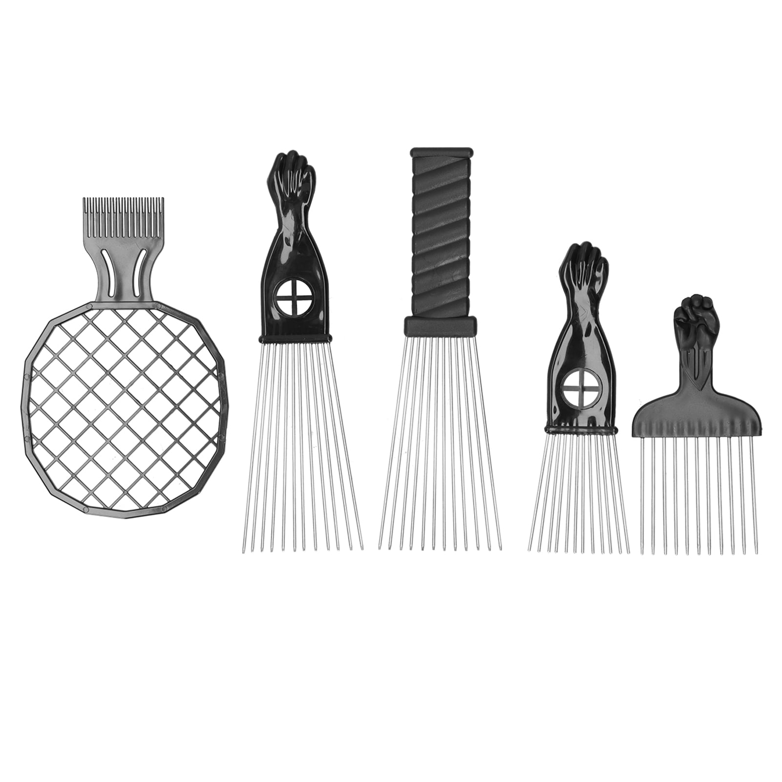 5-Piece Stainless Steel Afro Hair Pick Comb Set for African Hair ...