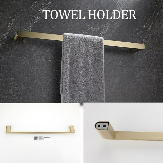 5 Piece Stainless Steel Bathroom Towel Rack Set Wall Mount Brushed Gold Goldtone Finish