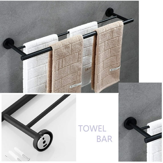 5 Piece Stainless Steel Bathroom Towel Rack Set Wall Mount Matte Black Matte