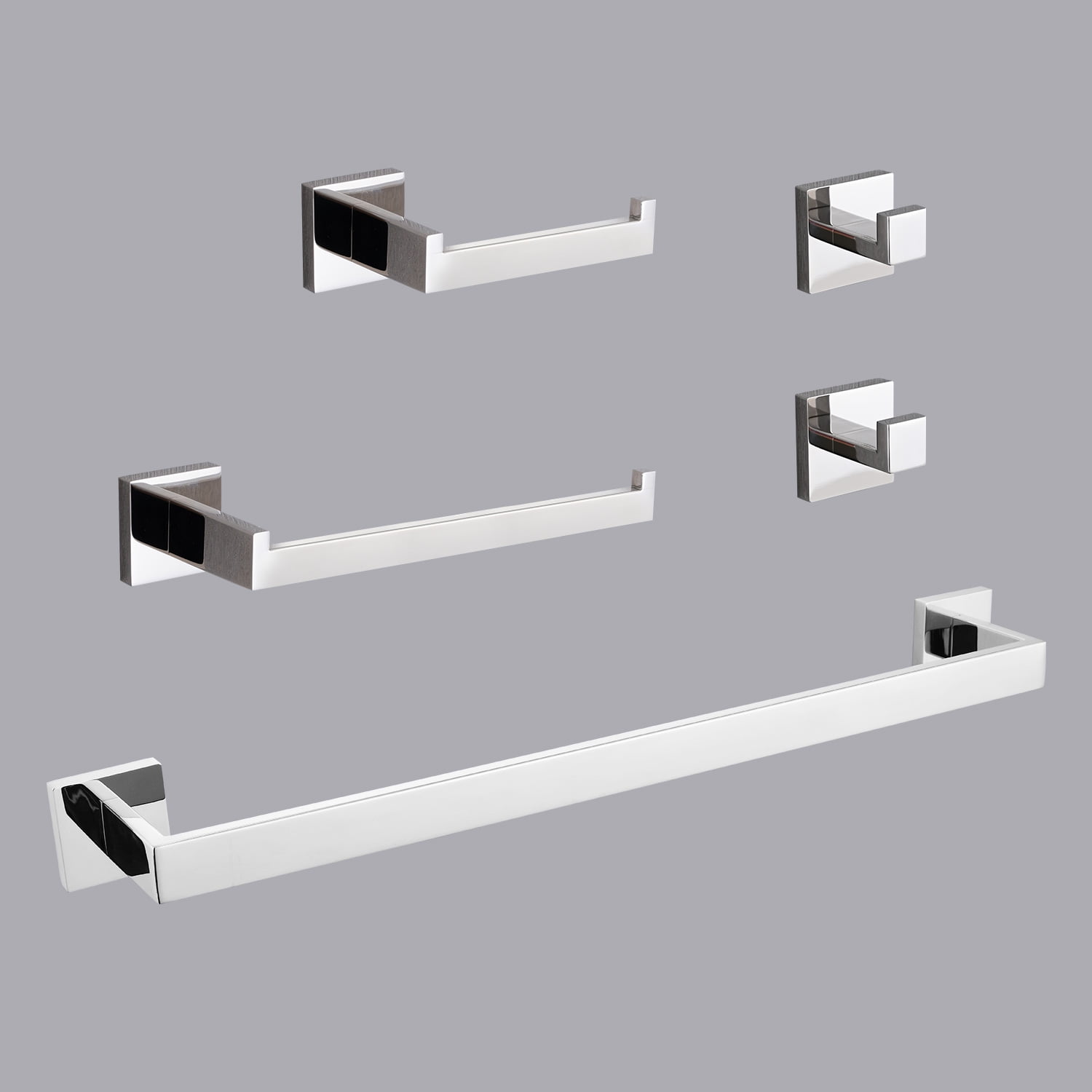 Chrome Stainless Steel Wall-Mounted Bathroom Towel Rack Set