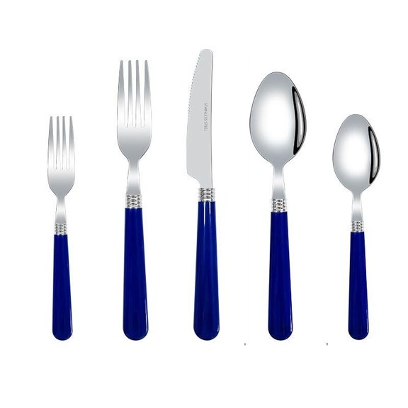 5 Piece Stainless Steel Flatware Set Thick Plastic Handle Steak Knives Forks Spoons Teaspoons Kitchen Silverware