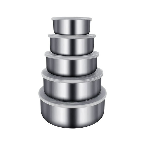 5-Piece Stainless Steel Food Storage Containers Set with Airtight Lids, Stackable Design in Multiple Sizes for Refrigerator Organization, Kitchen or Camping