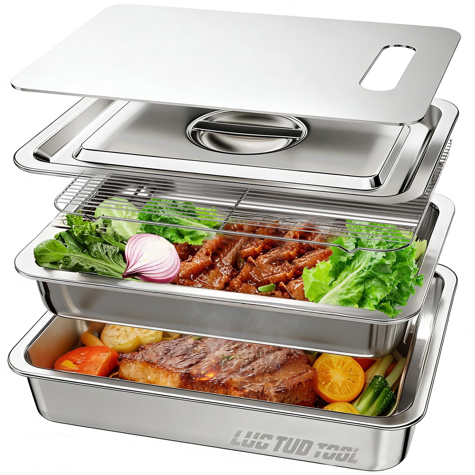 5-Piece Stainless Steel Grill Prep & Storage System with Marinade ...