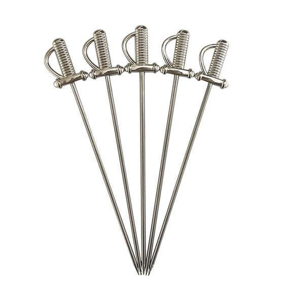 5 Piece Stainless Steel Portable Cocktail Skewers Rustproof Metal Fruit Picks Elegant Blade Shape For Snacks