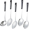 thumbnail image 1 of 5-Piece Stainless Steel Serving Spoon Set, Large Serving Spoons with Ladle & Slotted Spoon, Metal Serving Spoons for Cooking, Buffet, Soup, Rice, Commercial & Home Kitchen, 1 of 7
