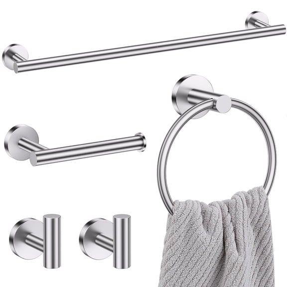 5-Piece Standard Set Brushed Nickel Bathroom Accessories Set