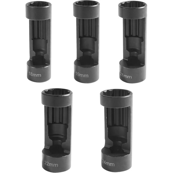 5 Piece Strut Nut Socket Set 18mm 19mm 21mm 22mm 24mm with 12 Point 1/2 in Drive Suspension Socket Tool