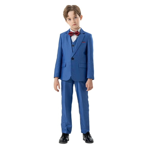 5 Piece Suits for Boys Formal Slim Fitting Suit Set Wedding Ring Bearer Outfits Kids Tuxedo Suit Outfits Lady Two Piece Outfits Sets Blue 9Y