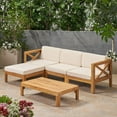 thumbnail image 1 of 5-Piece Tawny Brown Contemporary Outdoor Furniture Conversation Set - Beige Cushions, 1 of 6