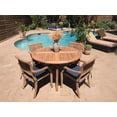 thumbnail image 1 of 5-Piece Teak Dining Set: 52" Round Table + 4 Arbor Stacking Arm Chairs, 1 of 6