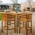 thumbnail image 1 of 5 Piece Teak Wood Peanut Outdoor Patio Bistro Bar Set with 4 Bar Chairs and 35" Bar Table, 1 of 5