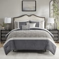 thumbnail image 1 of 5 Piece Textured Jacquard Stripe Comforter Set with Throw Pillows-King/Cal King, 1 of 8