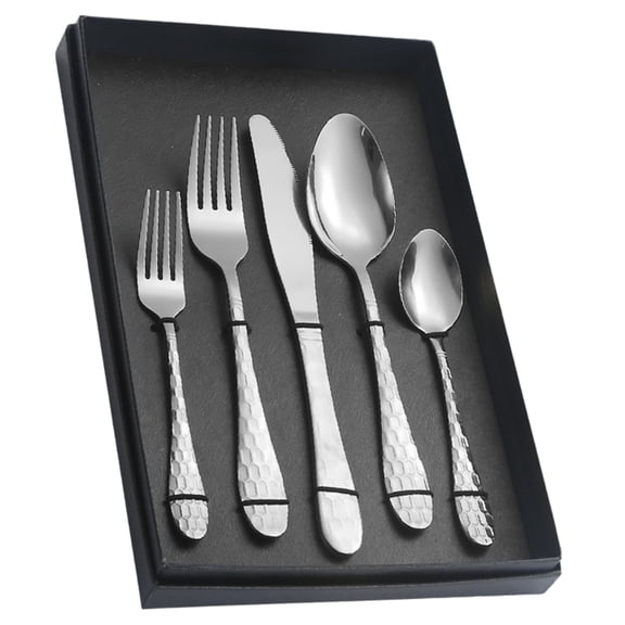 5-Piece Textured Stainless Steel Flatware Set, Sliver