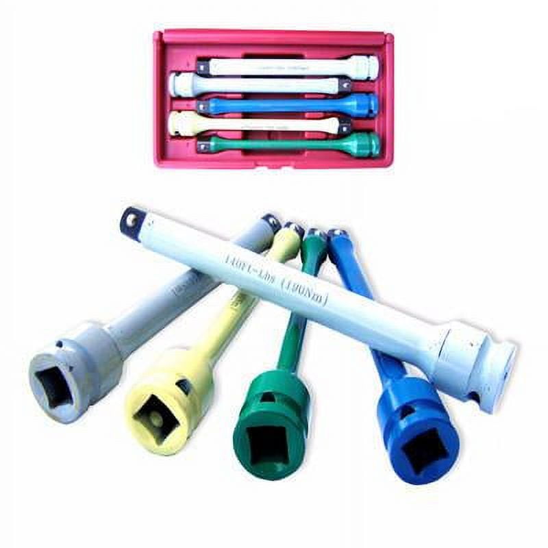 5 Piece Torque Extension Bar Tool Set 1/2" Drive Torq Stick Color and
