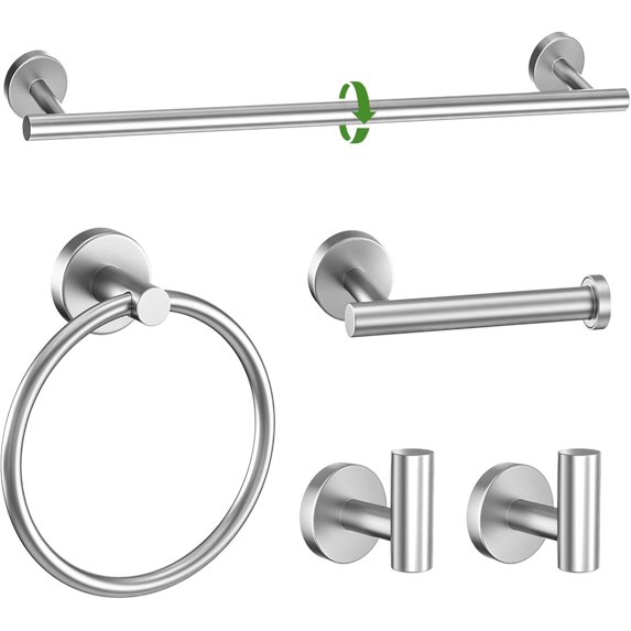 5-Piece Towel Bar Set Brushed Nickel Bathroom Hardware Set Include Towel Bar Towel Ring Paper Towel Holder Coat Hooks Stainless Steel Wall-Mounted 23.6 in