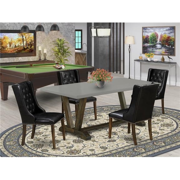 5 Piece V-Style Dinette Set - Distressed Jacobean