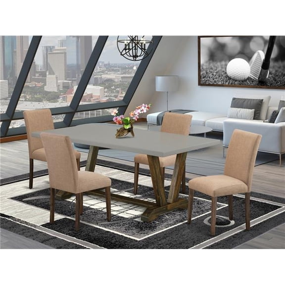 5 Piece V-Style Dining Room Set - Distressed Jacobean