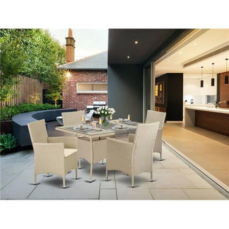 5 Piece Valencia Patio Wicker Dining Set - Cream