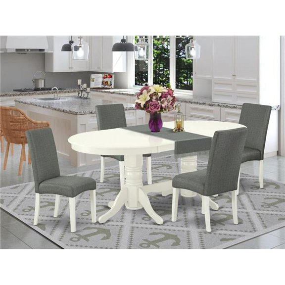 5 Piece Vancouver Dining Room Set - Linen White & Gray