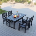 thumbnail image 1 of 5-Piece Weather-Resistant Outdoor Dining Set with Umbrella Hole Table & 4 Stackable Chairs - Durable HDPE for Backyard, Patio, and Family Gatherings - Black, 1 of 7