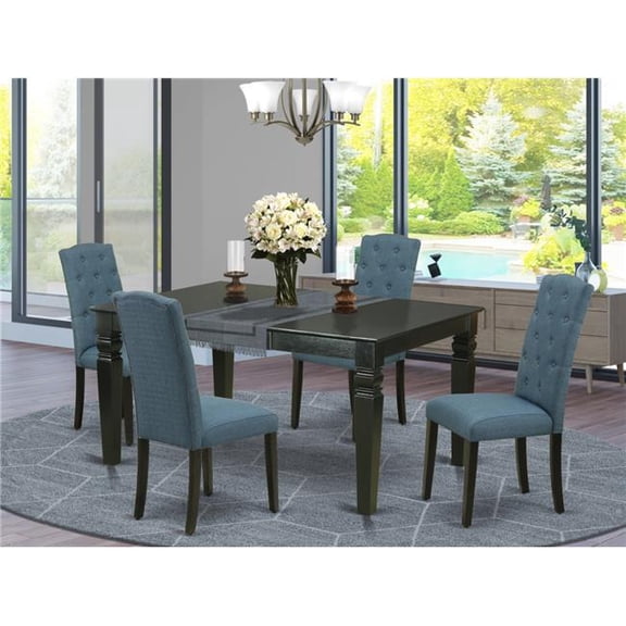 5 Piece Weston Dining Set - Black & Blue