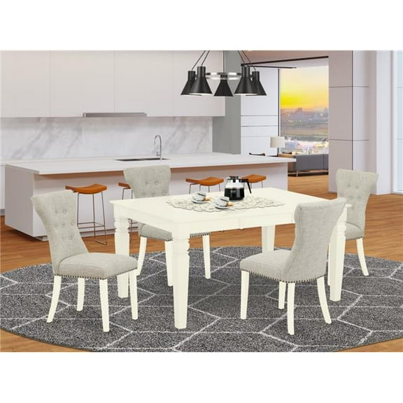 5 Piece Weston Modern Dining Table Set - Linen White & Doeskin