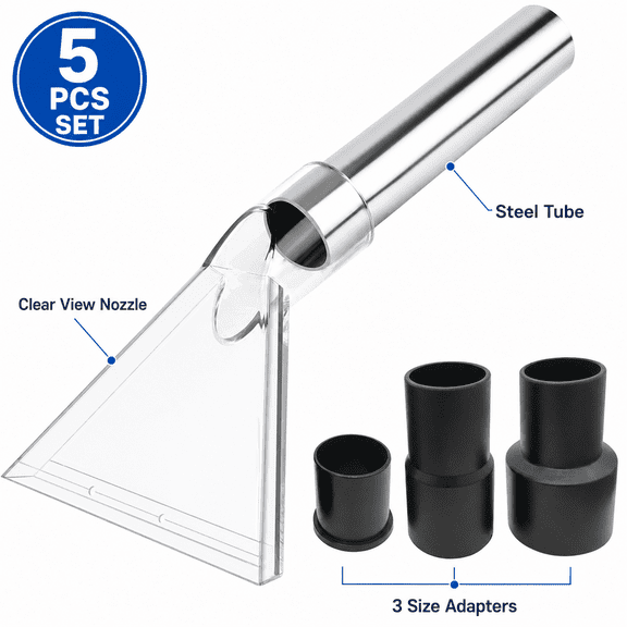 5-Piece Wet Dry Vac Extractor Attachment Kit, Clear, 1 Set