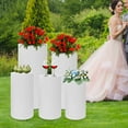 thumbnail image 1 of 5-Piece White Cylinder Party Stand Set Elegant Dessert & Display Racks for Weddings, Birthdays, and Events 66 Lbs Load Capacity Reusable & Stackable Iron Stands, 1 of 11