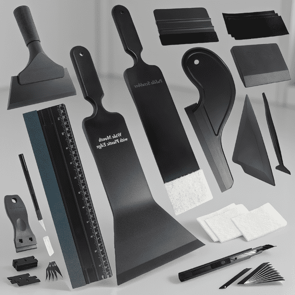 5-Piece Window Tint Kit Vinyl Wrap Tools with Squeegee Scrubber Paddle Rubber Blade Scraper and Film Cutter for Car Window Film Installation