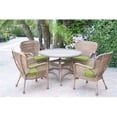 thumbnail image 1 of 5 Piece Windsor Honey Wicker Dining Set, Green Cushion, 1 of 1