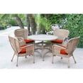thumbnail image 1 of 5 Piece Windsor Honey Wicker Dining Set, Red Cushion, 1 of 1