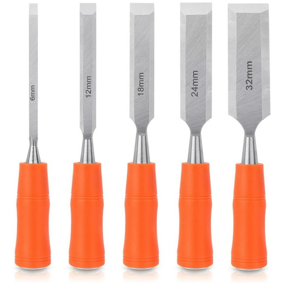 5 Piece Wood Chisel Sets Woodworking Tools Set, Wood Chisels for Woodworking with Steel Hammer End, Wood Tools Chisel,5 * Wooden Chisel,As Shown