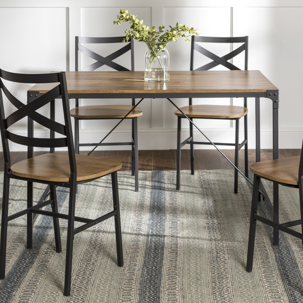 Walker Edison 5 Piece Dining Set in Barnwood - Walmart.com