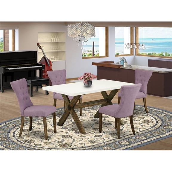 5 Piece X-Style Dining Room Set - Distressed Jacobean