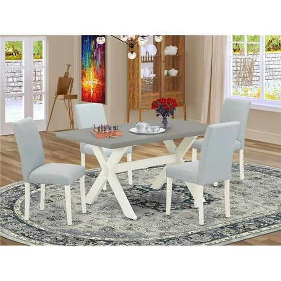 5 Piece X-Style Dining Room Table Set - Linen White