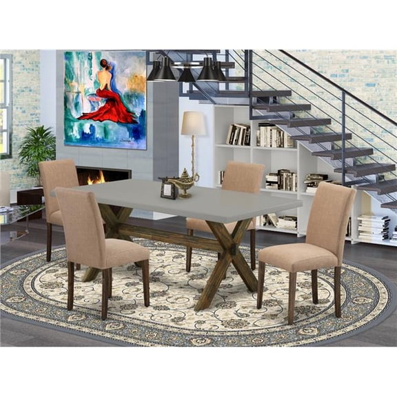 5 Piece X-Style Dining Set - Distressed Jacobean