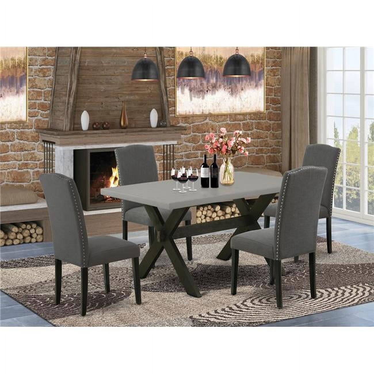 5 Piece X-Style Kitchen Table Set - Dark Gotham Gray & Cement - Walmart.com