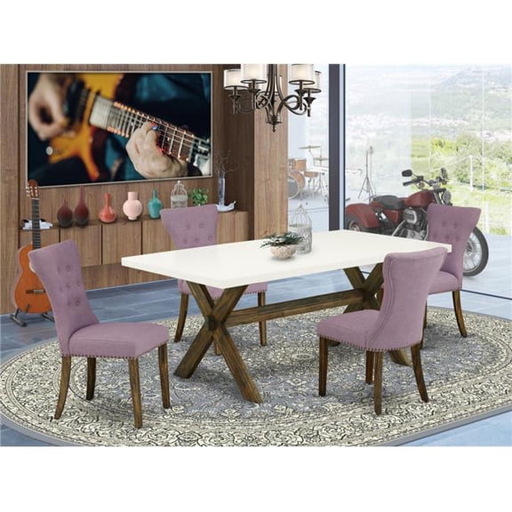 5 Piece X-Style Modern Dining Set - Distressed Jacobean