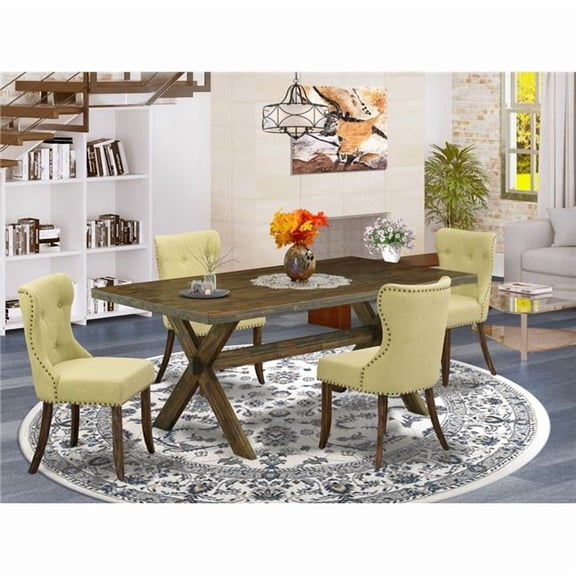 5 Piece X-Style Modern Dining Set - Distressed Jacobean