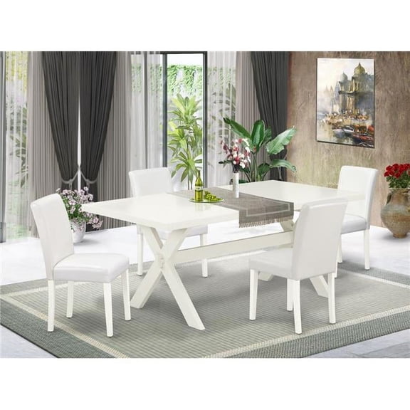 5 Piece X-Style Modern Kitchen Table Set - Linen White