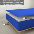 thumbnail image 1 of 5 Piece Sheet has Zipper Sheet Set, Queen Size 10 Inch Deep Pocket, 800 TC, Solid Royal Blue Color., 1 of 9