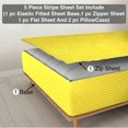thumbnail image 1 of 5 Piece Sheet has Zippers Sheet Set, Twin Size 10 Inch Deep Pocket, 800 TC, Stripe Yellow Color., 1 of 9